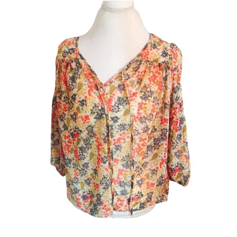 Pins and Needles Boho Flower Print Top XS